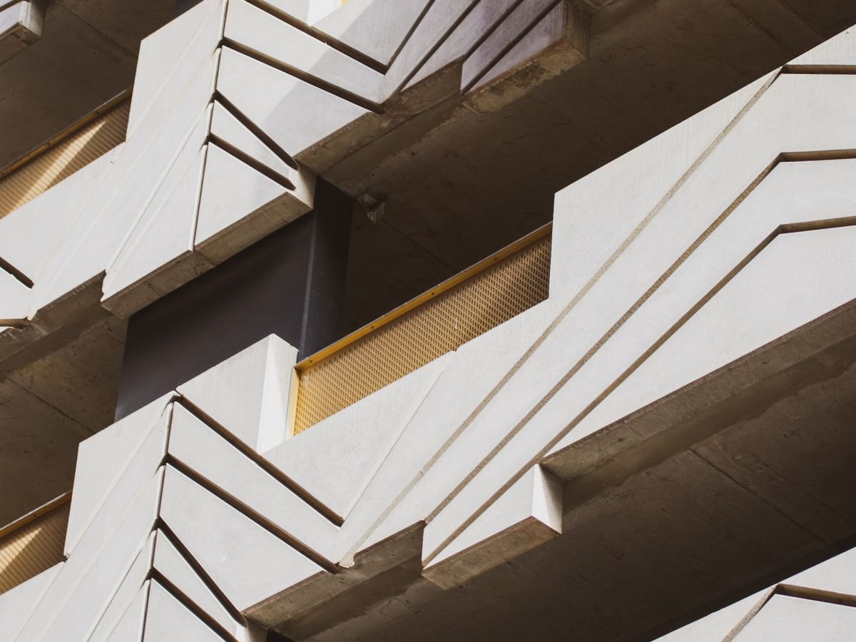 Detail of a clean slatted ceiling line and trims